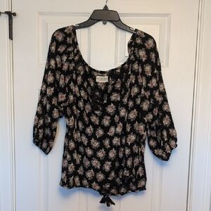Ralph Lauren Denim & Supply Floral Black Boho Top - Large